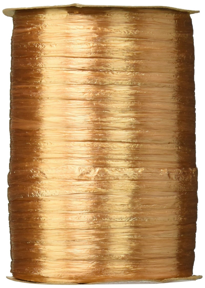 Berwick Offray 1/4'' Wide Pearlized Raffia Ribbon, Gold, 100 Yards, 7MM